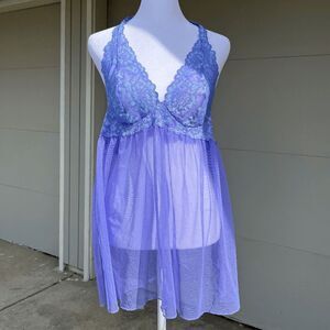 Victoria’s Secret Lavender Lace Halter Babydoll Chemise – Size L